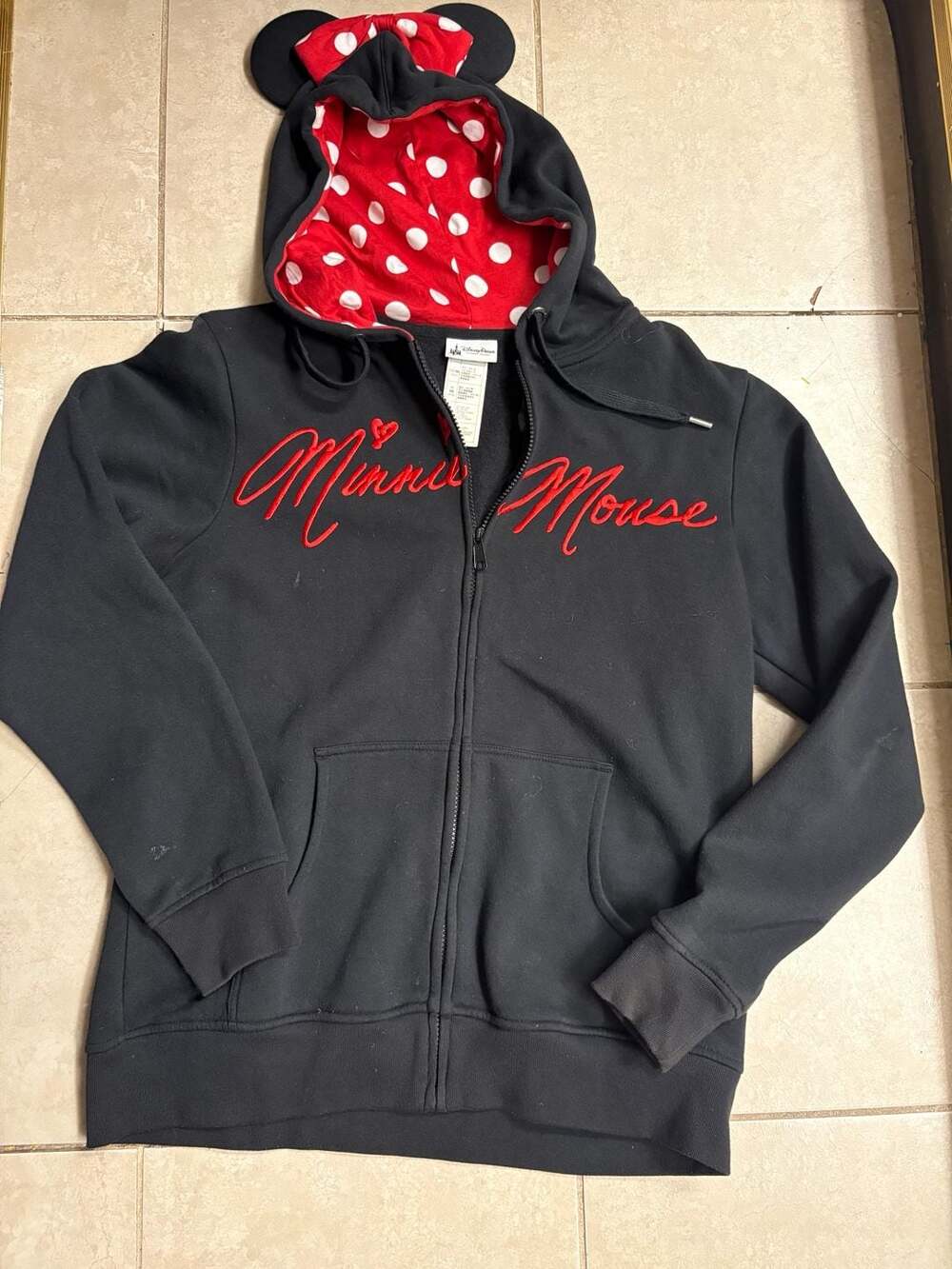 Disney Parks Minnie Mouse Signature Zip Up Hoodie with Ears and Bow